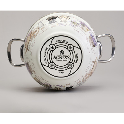 Набор кастрюль эмалированный, серия "lavender cats 6пр. 2,0/2,8/3,8л диа.18/20/22см AGNESS 943-107-6