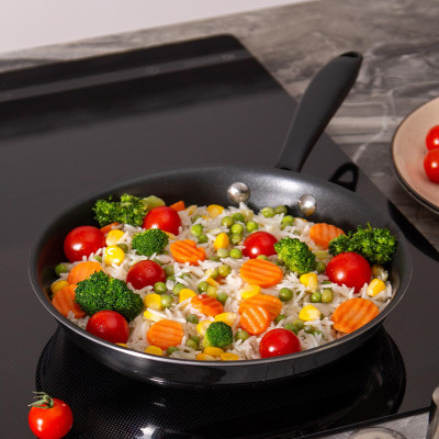 Сковорода c антипригарным покрытием "IRON CHEF" 22*4.4cm технология 3-ply, нерж.сталь 18/10 AGNESS 947-101-1