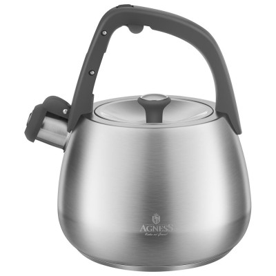 Чайник со свистком 2, 5л, термоаккумулирующее дно, 304 сталь, индукция AGNESS 948-1004