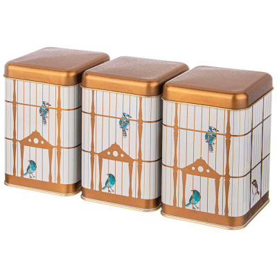 Набор емкостей для хранения "PARADISE BIRD" из 3-х штук, 10,5х10,5х16 см, 1,7л AGNESS 949-042