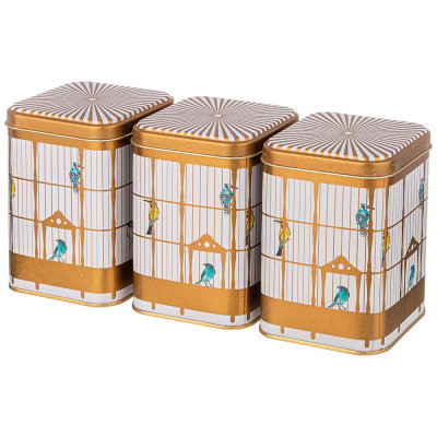 Набор емкостей для хранения "PARADISE BIRD" из 3-х штук, 9х9х12,5 см, 1л AGNESS 949-043