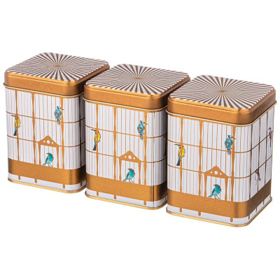 Набор емкостей для хранения "PARADISE BIRD" из 3-х штук, 7,5х7,5х10,2 см, 0,5л AGNESS 949-044