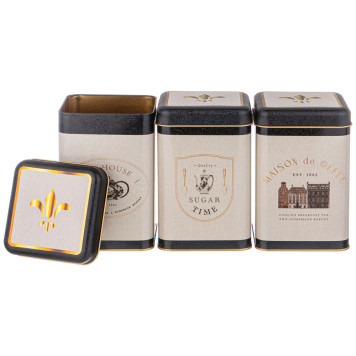 Набор емкостей для хранения "ENGLISH BREAKFAST" из 3-х штук, 10,5х10,5х16 см, 1,7л AGNESS 949-063-1