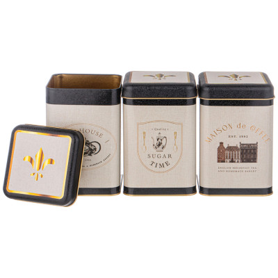 Набор емкостей для хранения "ENGLISH BREAKFAST" из 3-х штук, 10,5х10,5х16 см, 1,7л AGNESS 949-063-1