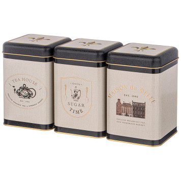 Набор емкостей для хранения "ENGLISH BREAKFAST" из 3-х штук, 10,5х10,5х16 см, 1,7л AGNESS 949-063