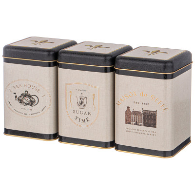 Набор емкостей для хранения "ENGLISH BREAKFAST" из 3-х штук, 10,5х10,5х16 см, 1,7л AGNESS 949-063