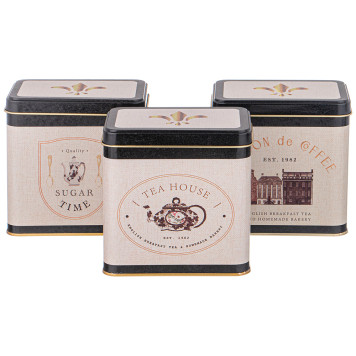 Набор емкостей для хранения "ENGLISH BREAKFAST" из 3-х штук, 8х12х12 см, 1л AGNESS 949-066