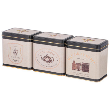 Набор емкостей для хранения "ENGLISH BREAKFAST" из 3-х штук, 8х12х12 см, 1л AGNESS 949-066-3