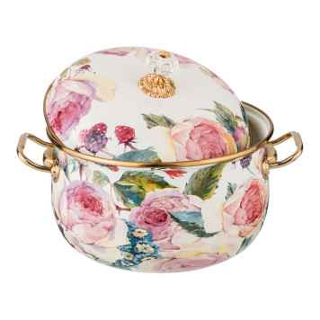 Кастрюля эмалированная с крышкой, серия винтаж, 3,8л, диаметр=20см (кор=4шт.) AGNESS 950-023-1