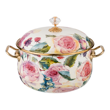 Кастрюля эмалированная с крышкой, серия винтаж, 3,8л, диаметр=20см (кор=4шт.) AGNESS 950-023