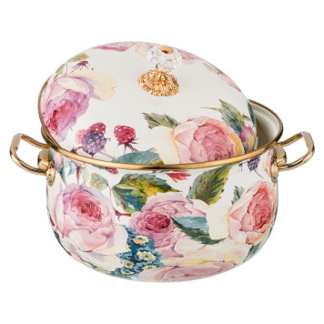 Кастрюля эмалированная с крышкой, серия винтаж, 4,8л, диаметр=22см (кор=4шт.) AGNESS 950-024-1