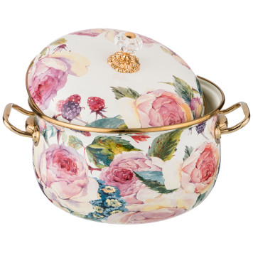 Кастрюля эмалированная с крышкой, серия винтаж, 6,1л, диаметр=24см (кор=4шт.) AGNESS 950-025-1