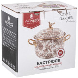 Кастрюля эмалированная с крышкой, серия ROYAL GARDEN 2,1л, диа.16см подходит для индукцион.пл AGNESS 950-081