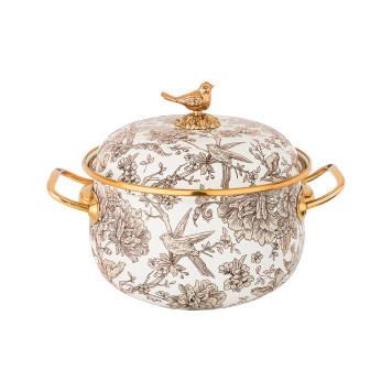 Кастрюля эмалированная с крышкой, серия ROYAL GARDEN 2,1л, диа.16см подходит для индукцион.пл AGNESS 950-081