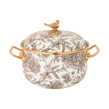 Кастрюля эмалированная с крышкой, серия ROYAL GARDEN 2,8л, диа.18см подходит для индукцион.пл AGNESS 950-082