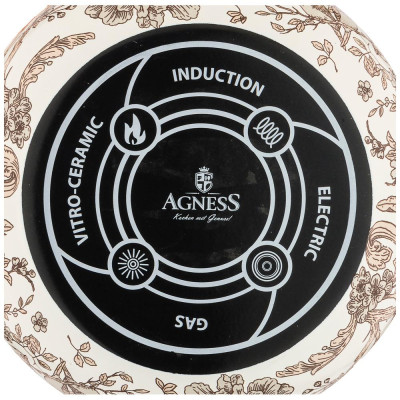 Кастрюля эмалированная с крышкой, серия ROYAL GARDEN 3,8л, диа.20см подходит для индукцион.пл AGNESS 950-083-1