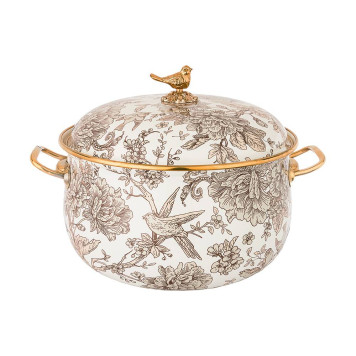Кастрюля эмалированная с крышкой, серия ROYAL GARDEN 3,8л, диа.20см подходит для индукцион.пл AGNESS 950-083