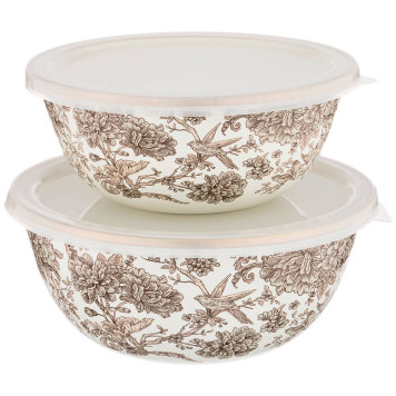 Набор мисок эмалирован. с пластик.крышками, серия ROYAL GARDEN 6пр. 14/16/18см, 0, 6/0, 9/1, 3л AGNESS 950-097-1