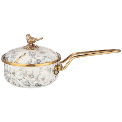 Ковш эмалированный, серия яблоневый сад 14см/0,9л d=14 см длина=31см подходит для индукцион AGNESS 950-520