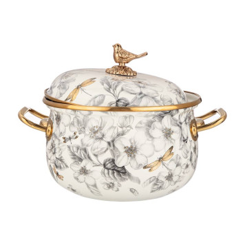 Кастрюля эмалированная с крышкой, серия яблоневый сад 2,8л, диа.18см подходит для индук.пл AGNESS 950-522-2