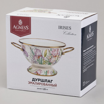 Дуршлаг эмалированный, серия яблоневый сад, 20см h=14см d=20см AGNESS 950-530-1