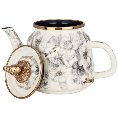 Чайник эмалированный , серия яблоневый сад, 1,0л подходит для индукцион.плит AGNESS 950-533-2