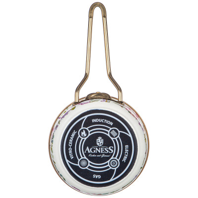 Ковш эмалированный, серия IRISES 14см/0,9л d=14 см длина=31см подходит для индукцион AGNESS 950-570-2