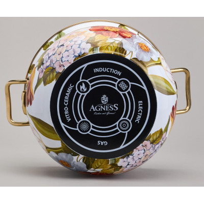 Кастрюля эмалированная с крышкой серия ФЛАНДРИЯ, 2,1л, диа.16см AGNESS 950-591-6