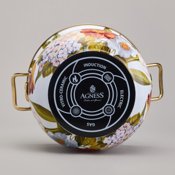 Кастрюля эмалированная с крышкой, серия ФЛАНДРИЯ, 2,8л, диа.18см AGNESS 950-592-6