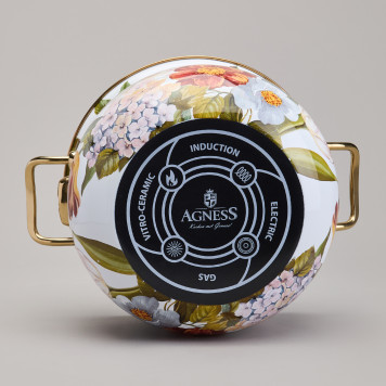 Кастрюля эмалированная с крышкой, серия ФЛАНДРИЯ, 3,8л, диа.20см AGNESS 950-593-5