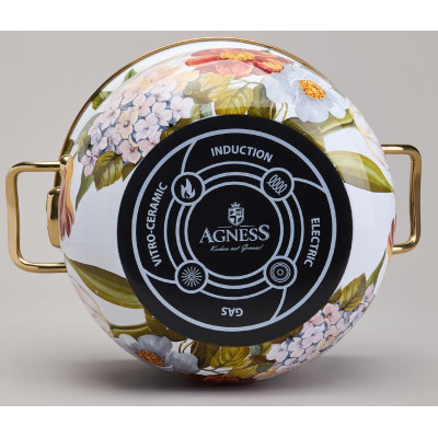 Кастрюля эмалированная с крышкой, серия ФЛАНДРИЯ, 3,8л, диа.20см AGNESS 950-593-5