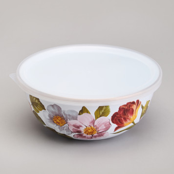 Набор мисок эмалированных с пластик.крышками, серия ФЛАНДРИЯ 6пр 0, 6/0, 9/1, 3л диа. 14/16/18см AGNESS 950-595-3