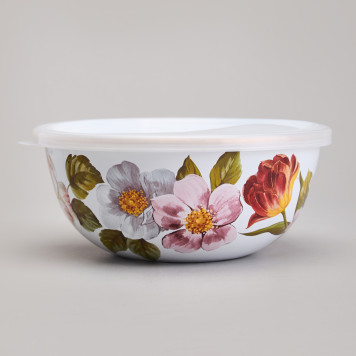 Набор мисок эмалированных с пластик.крышками, серия ФЛАНДРИЯ 6пр 0, 6/0, 9/1, 3л диа. 14/16/18см AGNESS 950-595-4