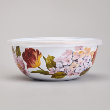 Набор мисок эмалированных с пластик.крышками, серия ФЛАНДРИЯ 6пр 0, 6/0, 9/1, 3л диа. 14/16/18см AGNESS 950-595-6