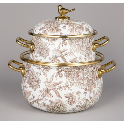 Набор кастрюль эмалированных серия "ROYAL GARDEN", 4пр. 2,1л и 3,8л AGNESS 950-601-1