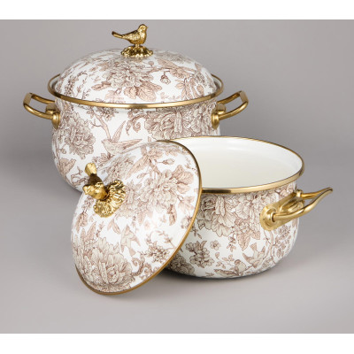 Набор кастрюль эмалированных серия "ROYAL GARDEN", 4пр. 2,1л и 3,8л AGNESS 950-601-2