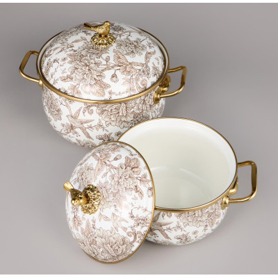 Набор кастрюль эмалированных серия "ROYAL GARDEN", 4пр. 2,1л и 3,8л AGNESS 950-601-3