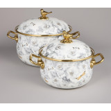 Набор кастрюль эмалированных серия "ЯБЛОНЕВЫЙ САД", 4пр. 2,1л и 3,8л AGNESS 950-602