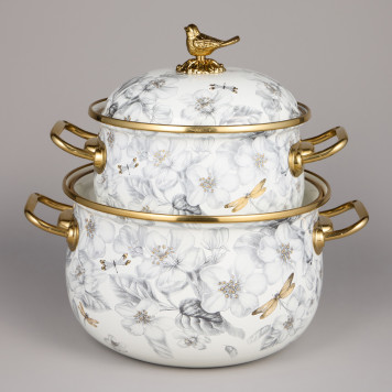 Набор кастрюль эмалированных серия "ЯБЛОНЕВЫЙ САД", 4пр. 2,1л и 3,8л AGNESS 950-602-1