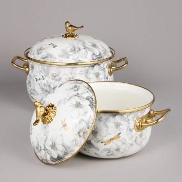 Набор кастрюль эмалированных серия "ЯБЛОНЕВЫЙ САД", 4пр. 2,1л и 3,8л AGNESS 950-602-2