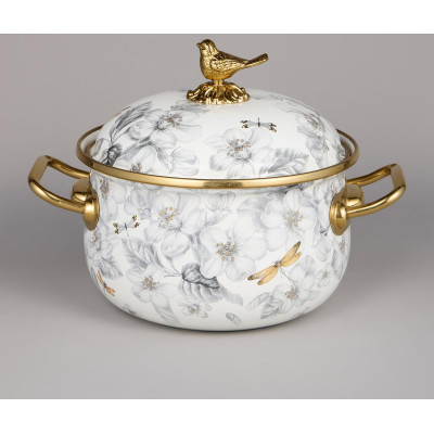 Набор кастрюль эмалированных серия "ЯБЛОНЕВЫЙ САД", 4пр. 2,1л и 3,8л AGNESS 950-602-4