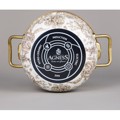 Набор кастрюль эмалированных серия "ROYAL GARDEN", 6пр. 2,1л, 2,8л и 3,8л AGNESS 950-605-2