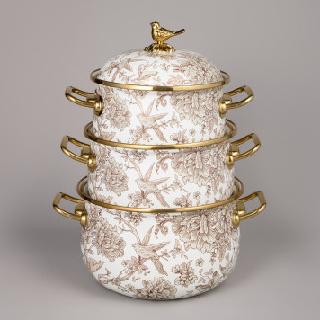 Набор кастрюль эмалированных серия "ROYAL GARDEN", 6пр. 2,1л, 2,8л и 3,8л AGNESS 950-605-3