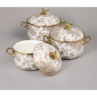 Набор кастрюль эмалированных серия "ROYAL GARDEN", 6пр. 2,1л, 2,8л и 3,8л AGNESS 950-605-4