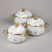 Набор кастрюль эмалированных серия "ЯБЛОНЕВЫЙ САД", 6пр. 2,1л, 2,8л и 3,8л AGNESS 950-606