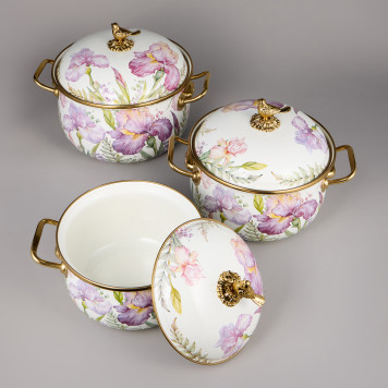 Набор кастрюль эмалированных серия "IRISES", 6пр. 2,1л, 2,8л и 3,8л AGNESS 950-607-1