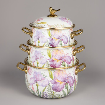 Набор кастрюль эмалированных серия "IRISES", 6пр. 2,1л, 2,8л и 3,8л AGNESS 950-607-2
