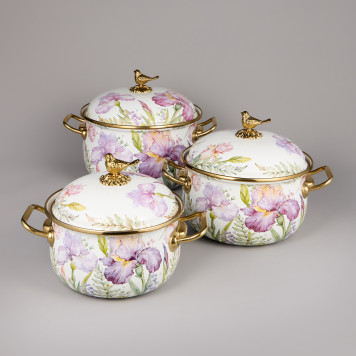 Набор кастрюль эмалированных серия "IRISES", 6пр. 2,1л, 2,8л и 3,8л AGNESS 950-607