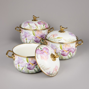 Набор кастрюль эмалированных серия "IRISES", 6пр. 2,1л, 2,8л и 3,8л AGNESS 950-607-3