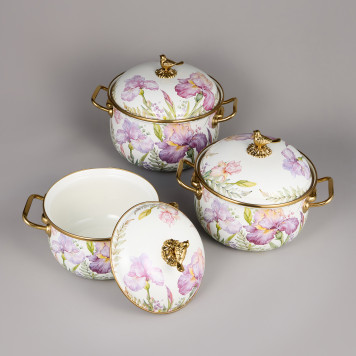 Набор кастрюль эмалированных серия "IRISES", 6пр. 2,1л, 2,8л и 3,8л AGNESS 950-607-4